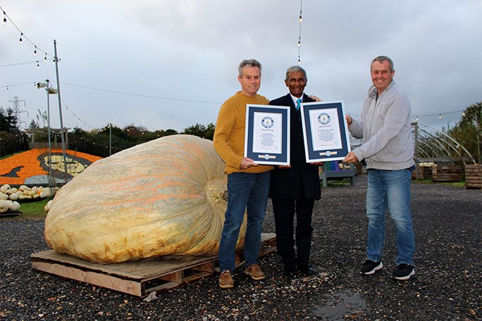 All hail Pumpkin-g Paton: British grower beats his own record with giant gourd