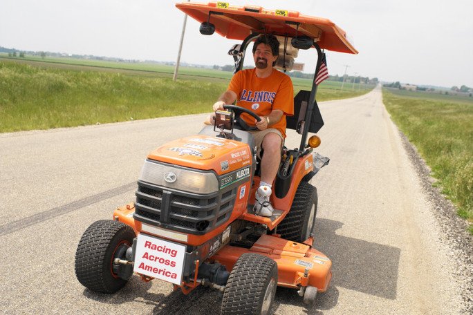 The man who rode into the record books by driving across America on his lawnmower